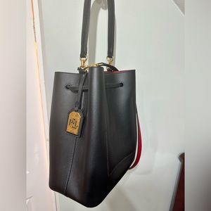 Ralph Lauren black and red bucket bag
